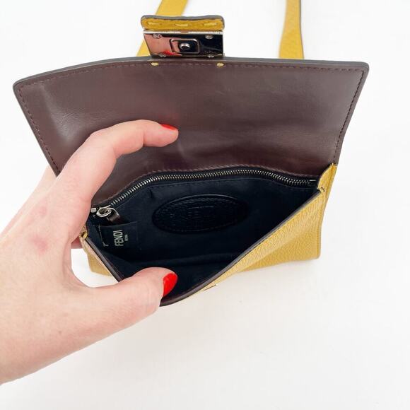 Fendi Tangerine Yellow Leather Selleria Baguette Crossbody Bag - Picture 7 of 16